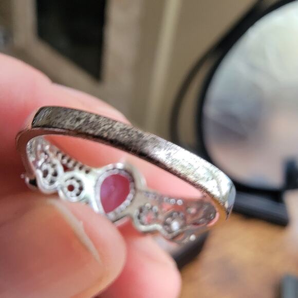 Elegant Rhodium-Plated Size 9 Twisted Band Ring with Simulated Amethyst - Picture 8 of 11